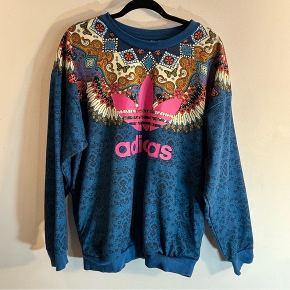 ADIDAS Sz M Mix Originals Borbomix Sweatshirt FARM RIO Collab Trefoil Logo - Picture 2 of 13